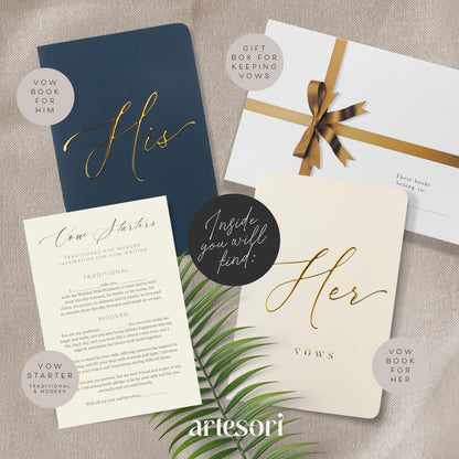 ARTESORI Premium Ehegelübde-Buch für Sie & Ihn, Soft-Touch, Goldfolie, 28 linierte Seiten, Ehegelübde-Bücher für Sie und Ihn, Hochzeits-Essentials, Hochzeits-Geschenkideen, Geschenke für Sie und Ihn [Weiß & Schwarz]