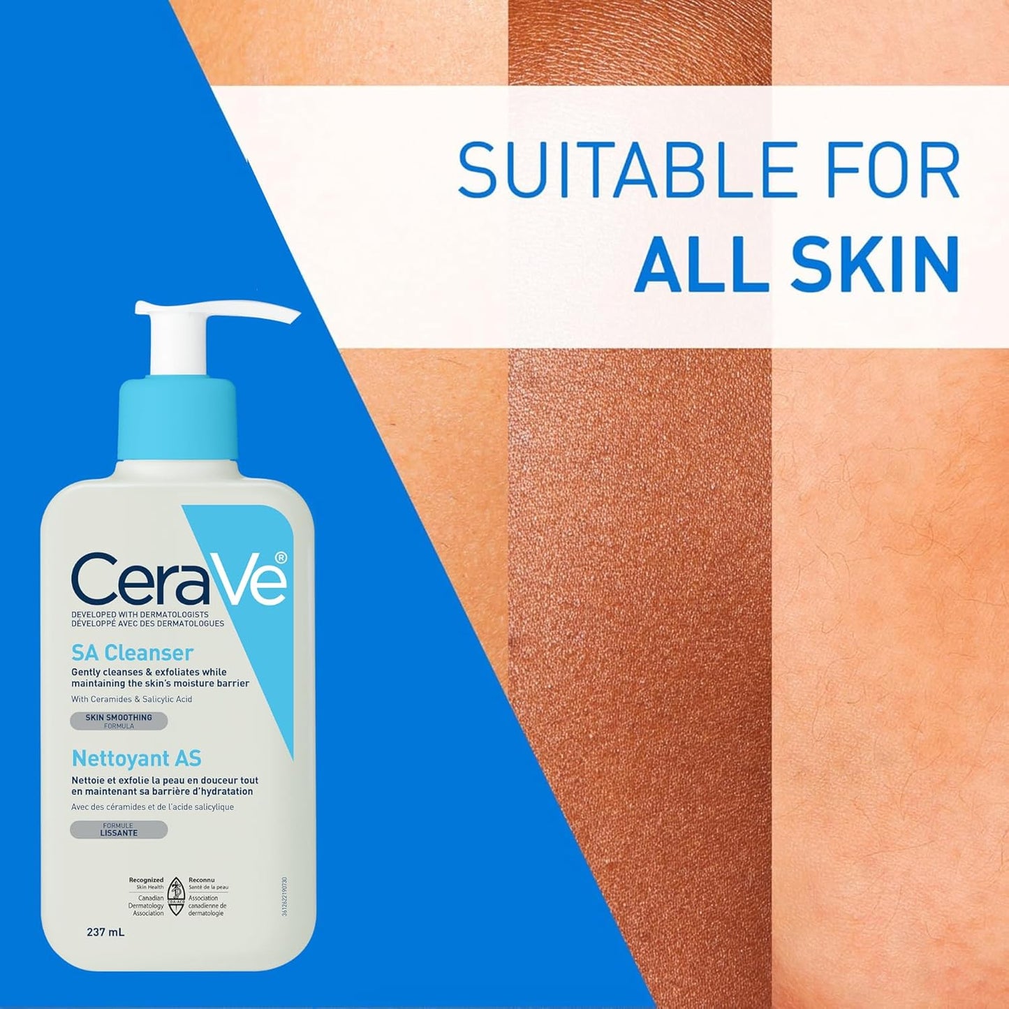 CeraVe Salicylic Acid Reinigung, Erneuerndes Peeling-Gesichtswaschmittel mit Vitamin D für normale Haut, parfümfrei, von CeraVe verifiziert, 473 ml