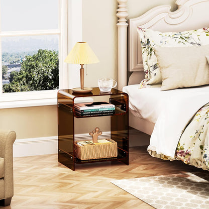 Acrylic Side Table with Storage Shelf - A Perfect Blend of Elegance and Practicality