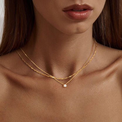 Tewiky Dainty 14k Gold Plated/Silver Cubic Zirconia Necklaces for Women, Simple CZ Jewelry Necklaces Trendy Gifts