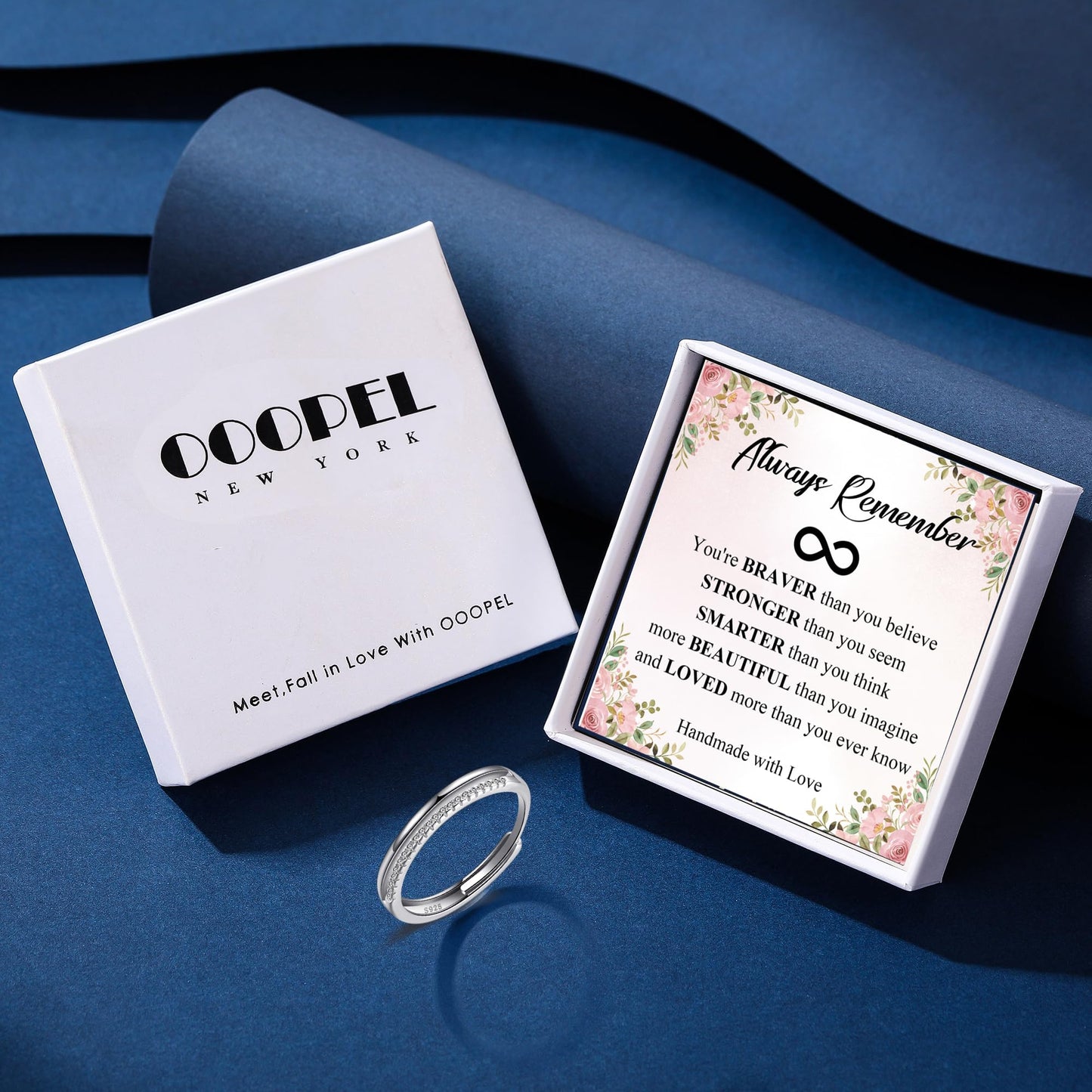 OOOPEL Sterlingsilber Verstellbarer Ring S925 Silberringe für Frauen Zirkonia Twist Liebesknoten Zarter Ring Silber Minimalistischer Offener Fingerring Silber Daumen Sterlingsilberring
