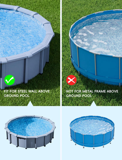 Solar Pool Lights Only for Metal Frame Above Ground Pools, 10-Color RGB 4-Mode LED Underwater Submersible Poolside Light with Auto Dusk Sensor, Waterproof Design, Remote & Timer Off, 1 Pack
