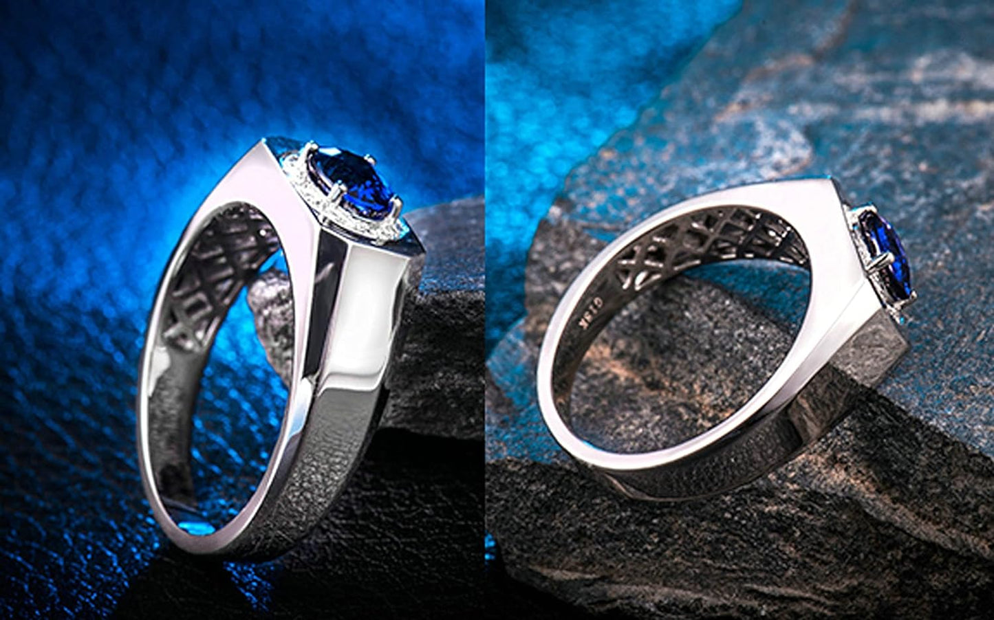 Aienid 18K Women Engagement Ring White Gold 4ct Rectangular Cut Tanzanite with 0.12ct Diamond Wedding Bands for Womens