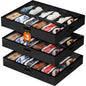 Lifewit Under Bed Shoe Storage Organizer 2 Pack(12 Shoes Cells), 4.3 Inches Profile Fabric Shoes Container Box with Clear Cover, Foldable Storage Bag with 2 Handles, Fits 12 to 24 Pairs