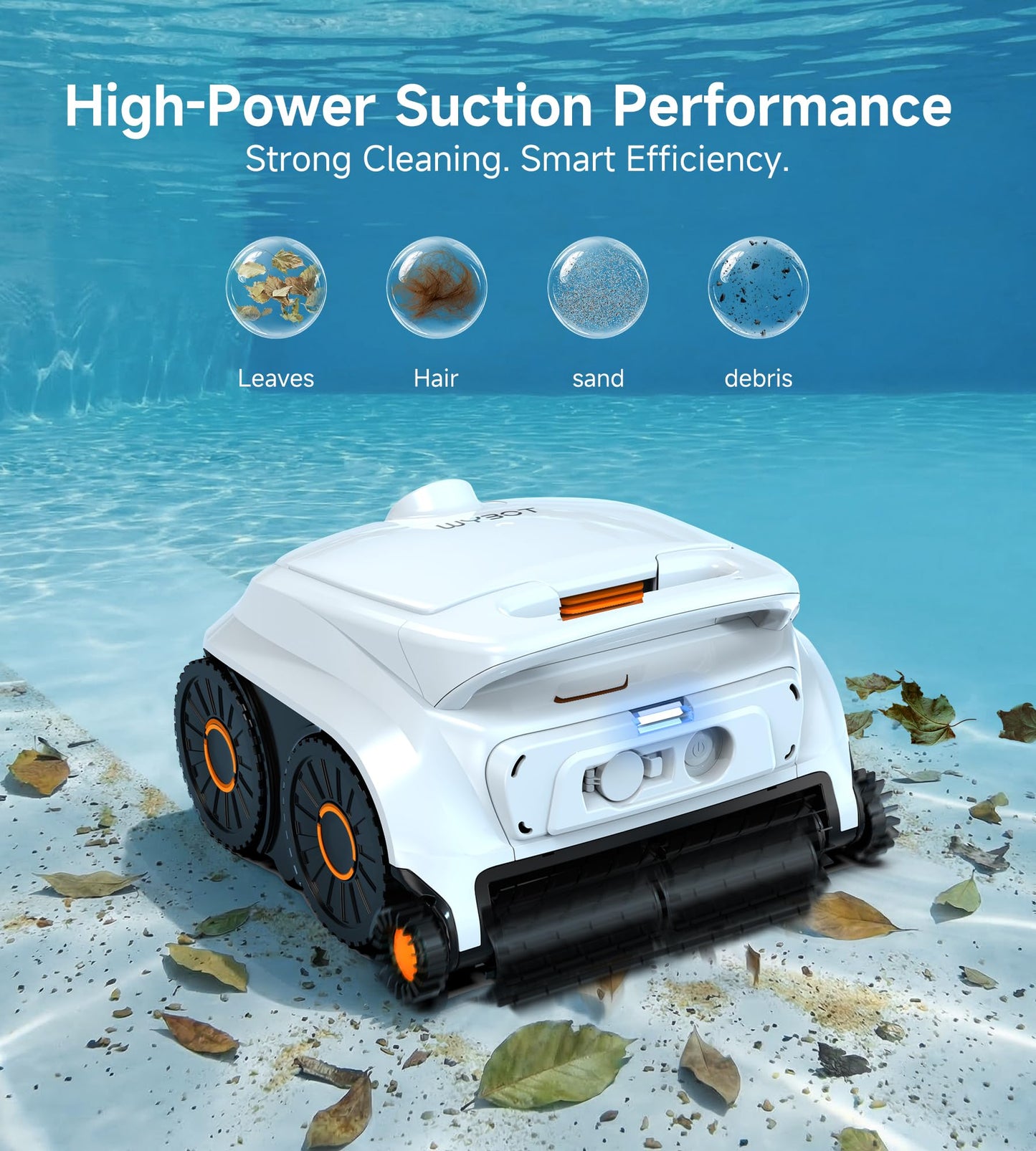 (2026 NEW) WYBOT B1 Cordless Robotic Pool Vacuum for Inground Pools, Six-Roller Brush 4-in-1 Smart Pool Cleaner, Edge Cleaning High Obstacle Crossing, Lightweight, App Navigation, Gray Black