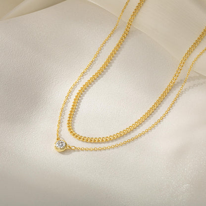 Tewiky Dainty 14k Gold Plated/Silver Cubic Zirconia Necklaces for Women, Simple CZ Jewelry Necklaces Trendy Gifts