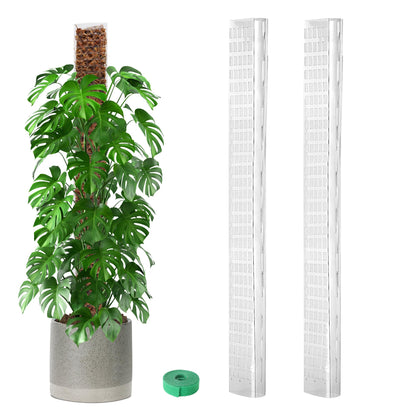 EOX 4 Pcs 24 Inch Plastic Moss Pole for Monstera, Large D Shaped Poles for Climbing Plants Work with Sphagnum Moss, 90 Inch Plant Stake Set of 4, Garden Ties