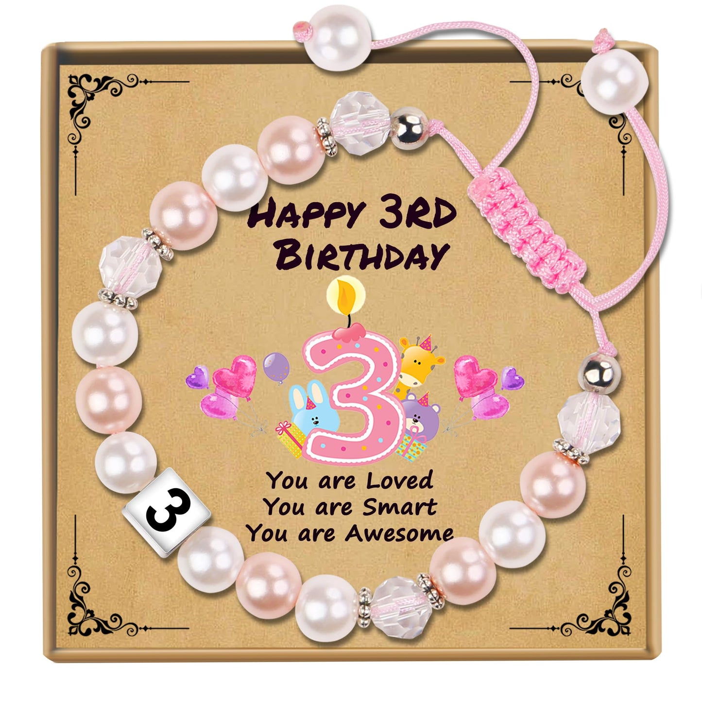 Sereney Birthday Gifts for Girls, Beaded Bracelets as 1/2 1 2 3 4 5 6 7 8 9 10 11 12 13 14 15 16 Year Old Birthday Gift, Adjustable Cross/Pearl Bracelet as Happy Birthday Gifts for Daughter