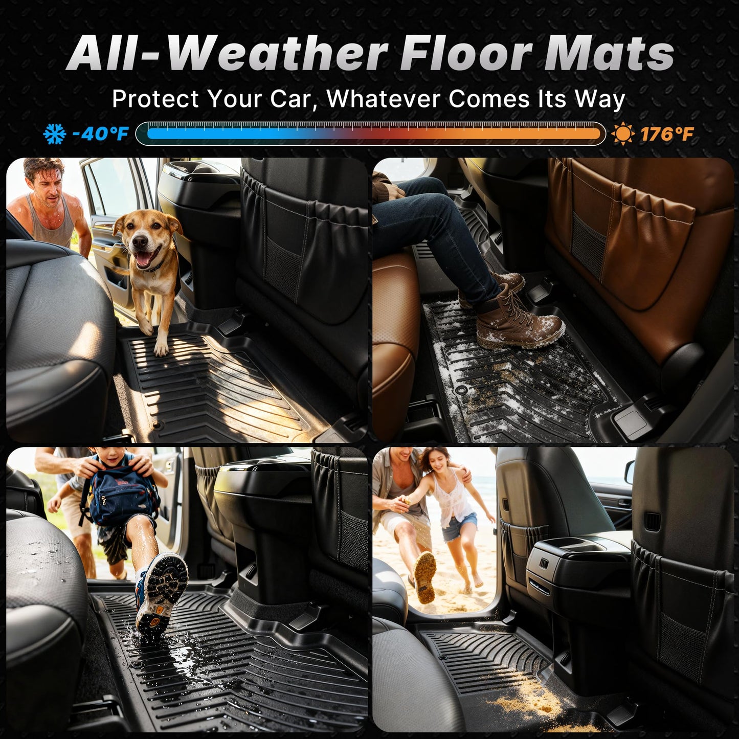 OEDRO Floor Mats Fit for Toyota Camry 2011-2007, Custom Fit Front & 2nd Row Floor Liner Set, TPE All Weather Protection Camry Car Mats, Black