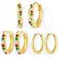 Inerney 14K Gold Plated Huggie Hoop Earrings for Women, Small Sterling Silver Earring Set Hypoallergenic Cartilage Helix Stacks, Mini Dainty Cute Trendy Birthstone Jewelry Gift for Multiple Piercings