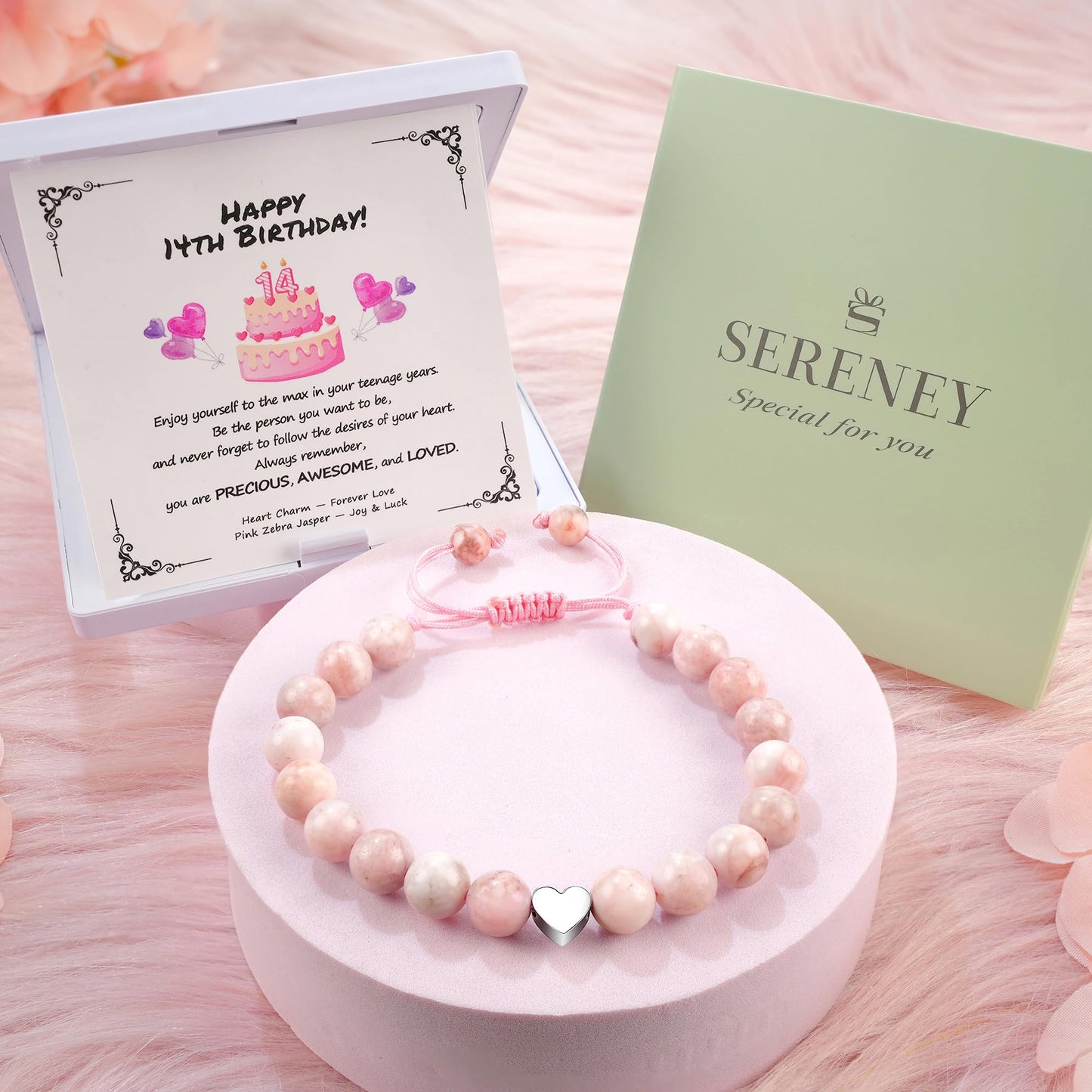 Sereney 5 Jahre altes Mädchen Geburtstagsgeschenkideen, verstellbares rosa-weißes Perlenarmband als Fünf-Jahres-5-Jahre-altes 5. Geburtstagsgeschenk für Teenager-Mädchen, Tochter, Nichte, Enkelin