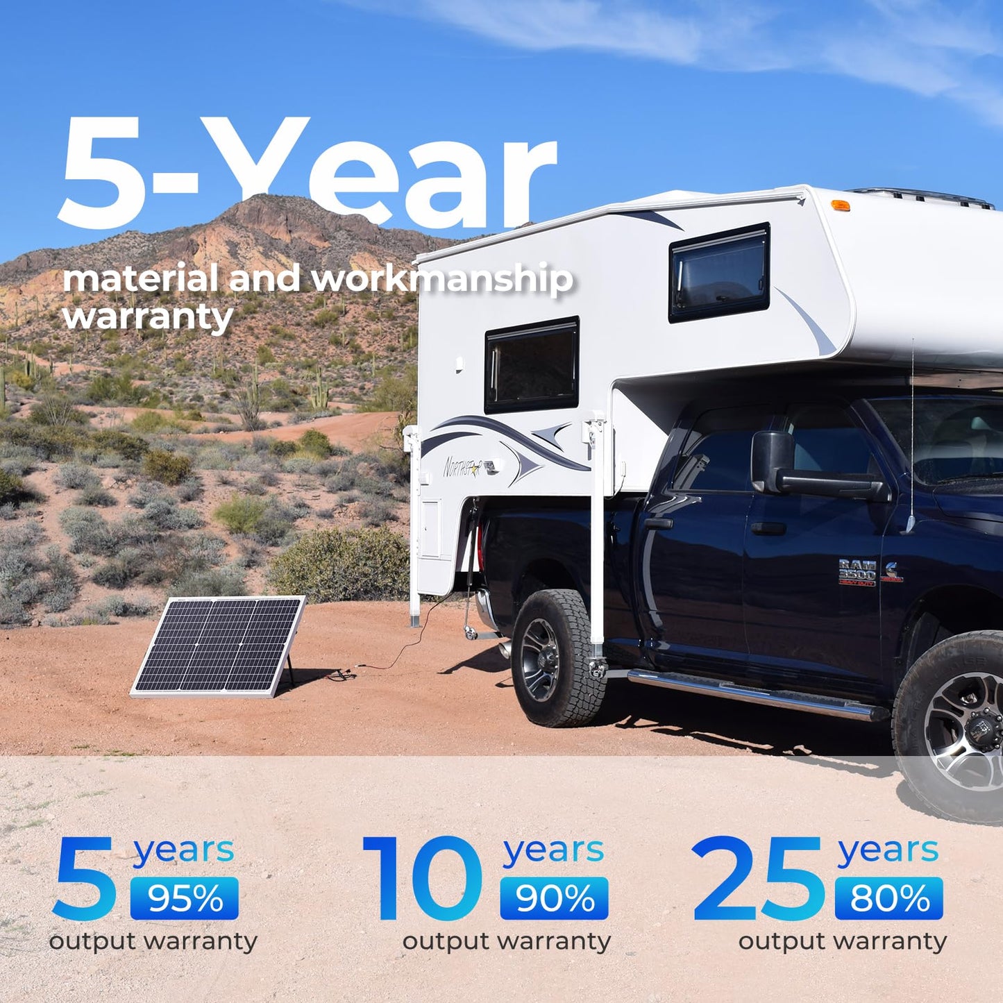 Renogy 100W Solar Panel N-Type, 12V 100 Watt Solar Panel 16BB 25% High-Efficiency, N-Type Solar Panels for RV Marine Boat Trailer Camper Rooftop Farm and Other Off-Grid System