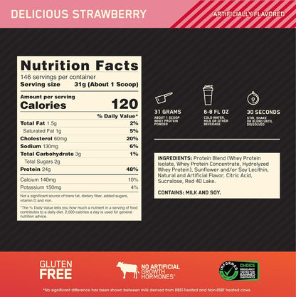OPTIMUM NUTRITION Gold Standard 100% Whey Protein Powder, Banana Cream, 907g - [packaging may vary]