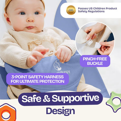 ComfyBumpy Ergonomische Babywippe – Inklusive Reise-Tragetasche – Sichere, tragbare Wippe mit verstellbarer Höhe – Babywippe, perfekt für Neugeborene (Grau)