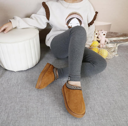 SMajong Kinder Hausschuhe Plüsch Warm Mädchen Flauschige Hausschuhe Jungen Plateau Pantoffeln Slip-on Schuhe Winter Innen Außen
