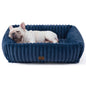 Bedsure ComfyFleece™ Cute Dog Bed for Small Medium Dogs - Washable Furry Puppy Beds, Rectangle Orthopedic Corduroy Fleece Pet Beds with Removable Zipper Cover, 25x21x7inches, Cream