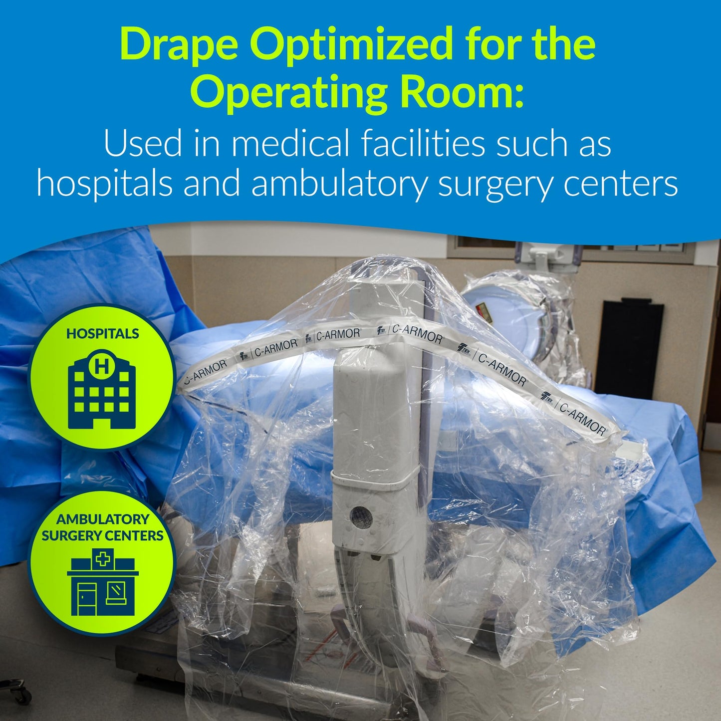 TIDI 5523 C-Armor Drape ― Designed to Protect The Sterile Field When Using a C-Arm Imaging System ― Quantity: 12 Sterile C-Armor Drapes ― Medical Supplies