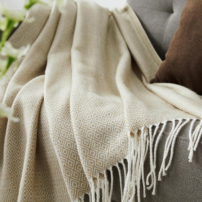 Cozy Up with the BOURINA Herringbone Faux Cashmere Throw Blanket