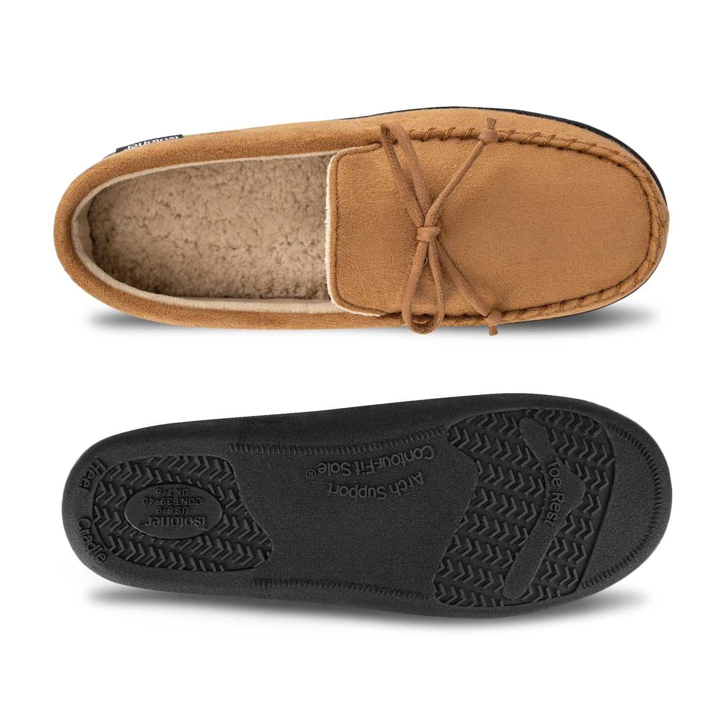 isotoner Men's Slip-on Indoor/Outdoor Microsuede Memory Foam Comfort Moccasin Slippers