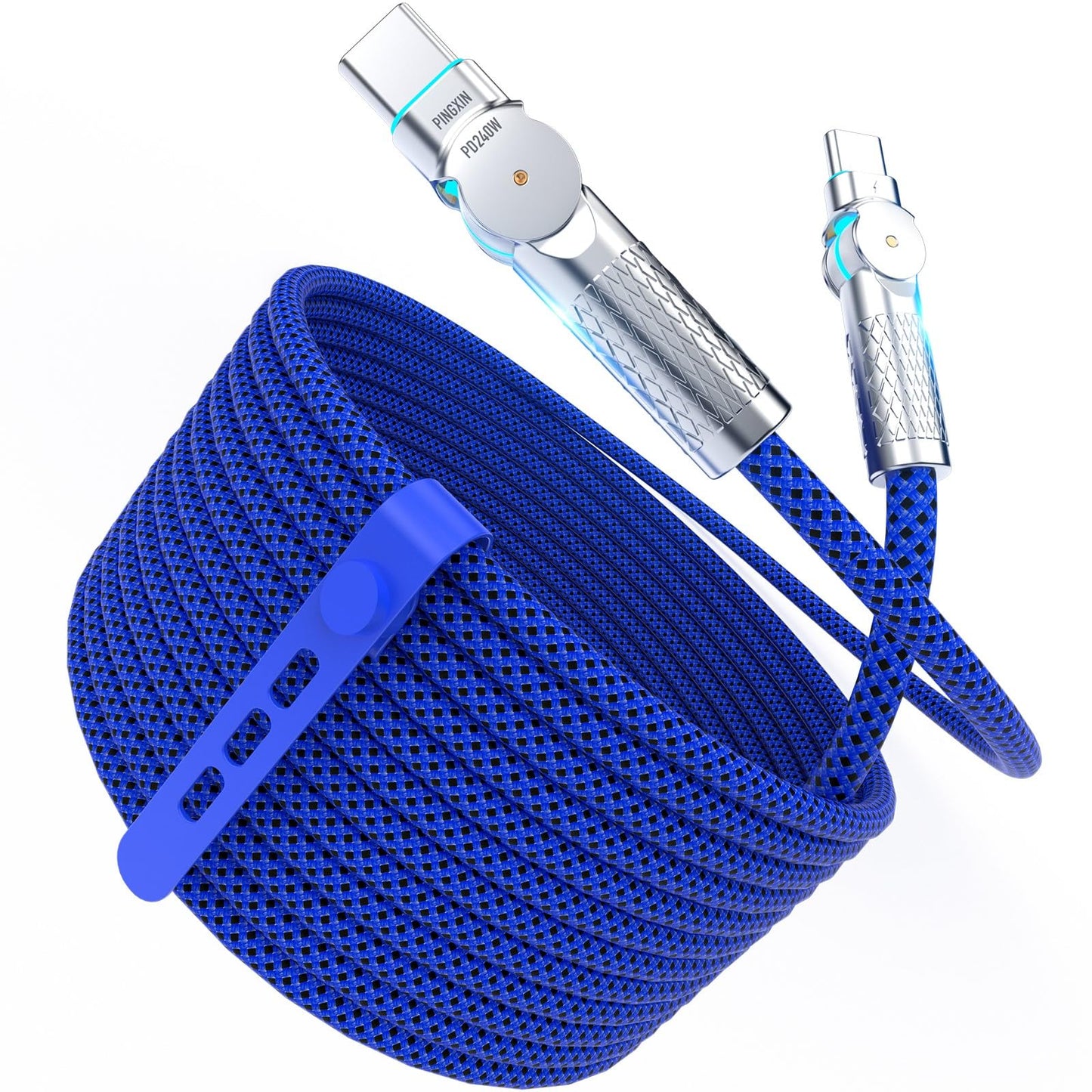 USB C to USB C Cable10ft,240W 2-Pack Braided 180°Rotating Type C Charging CableFast Charge for iPhone 15/16/16Pro/16Plus/16ProMax,MacBook Air,iPad Pro,Pixel,Samsung Galaxy S23/S24 Ultra-Blue