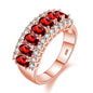 Uloveido Women's Gold Plated 7 Stones Eternity Band Ring Half Moon Design Wedding Bands with Oval CZ J501