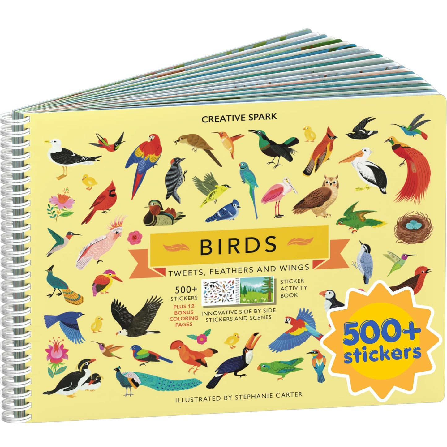 CUPKIN Animals Habitat 500+ Kids Sticker Book Toddler Airplane Travel Activity Coloring and Sticker Book, Road Trip Essentials, 12 Coloring Pages + 12 Scenes for Ages 2–8 Years