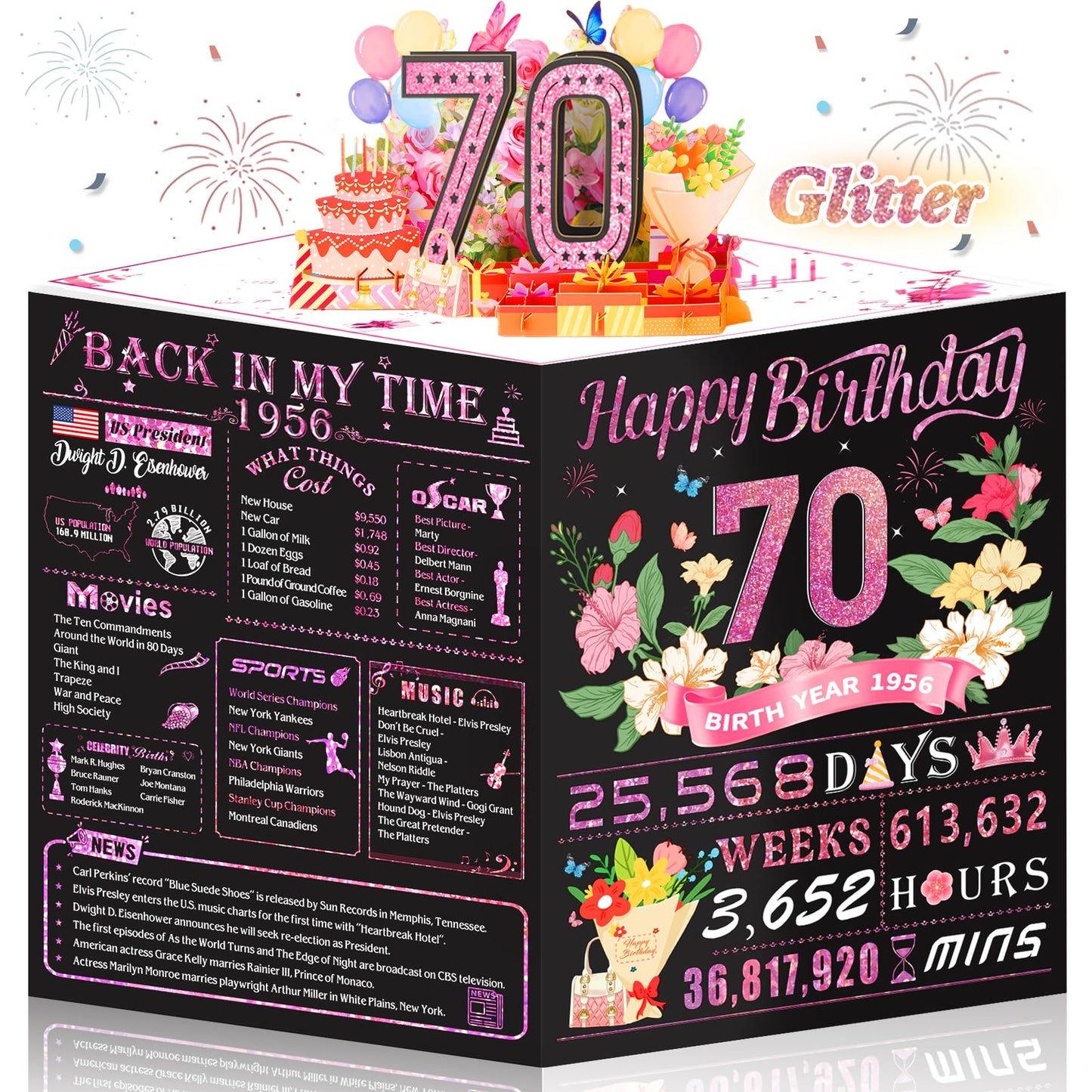 21st Birthday Card,3D Pop Up Funny 21st Birthday Decorations for Girls Granddaughter Sister,Happy 21 Year Old Birthday Gift for Daughter,Great 21Year Old Gifts Idea for Her,Jumbo Rose Glod In 2005