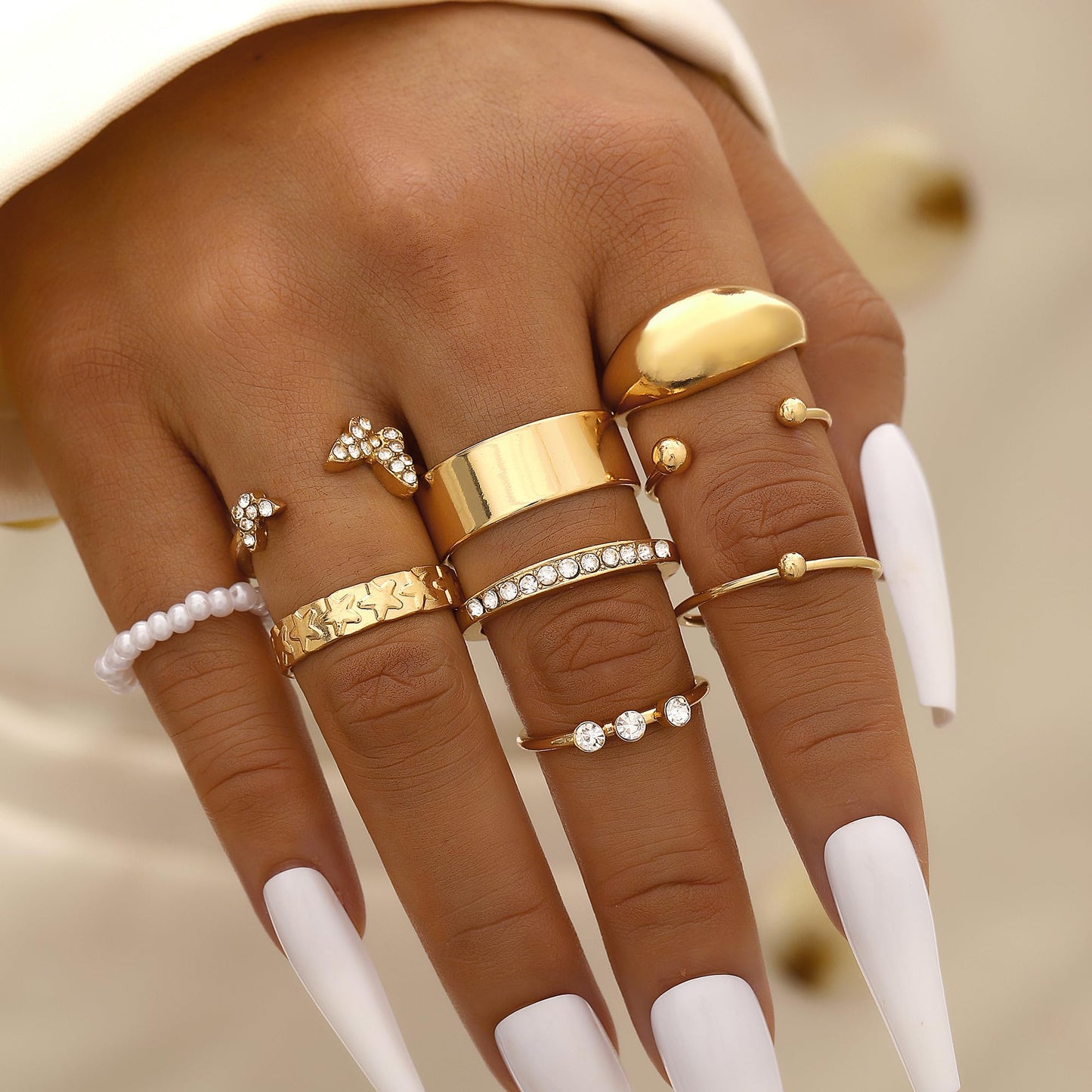 FAXHION 24-60 Pcs Gold Stackable Rings for Women, Knuckle Rings Chunky Gold Ring Set Dainty Stacking Cute Rings, Multiple Sizes Cute Jewelry Set Gift
