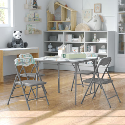 Flash Furniture Mindy Kids 5-Piece Folding Table and Chairs Set for Daycare and Classrooms, Children's Activity Table and Chairs Set, Black