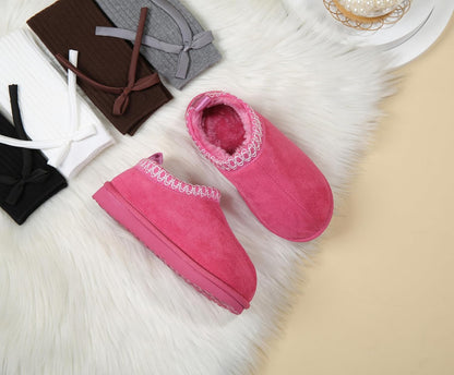 SMajong Kinder Hausschuhe Plüsch Warm Mädchen Flauschige Hausschuhe Jungen Plateau Pantoffeln Slip-on Schuhe Winter Innen Außen