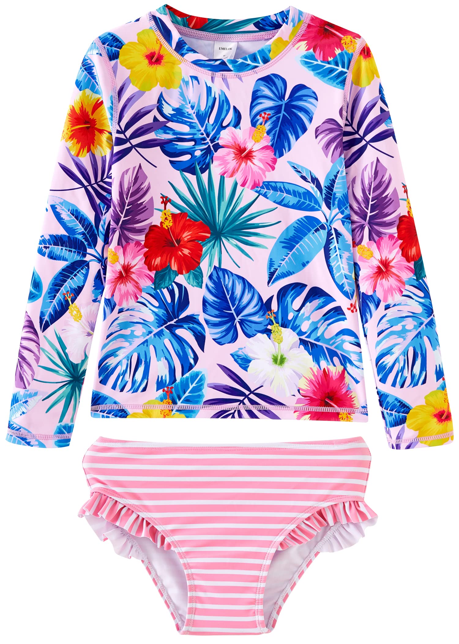 UMELOK Toddler and Little Girls Rash Guard Sets with Bikini Bottoms Swimwear