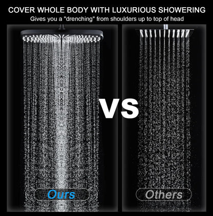 BOZYBO Rain Shower Head with Handheld: High Pressure Shower Heads with Handheld Spray Combo, 12" Rainfall Shower Head and 9 Sprays Hand Showerheads with Magnetic Docking and Power Jets, Chrome