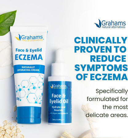 Grahams Natural Face & Eyelid Eczema Relief Kit - Treatment for Dry Skin, Eczema, Perioral & Seborrheic Dermatitis - Itch Relief - Moisturizing Face Cream, 75g + Eyelid Oil, 50ml