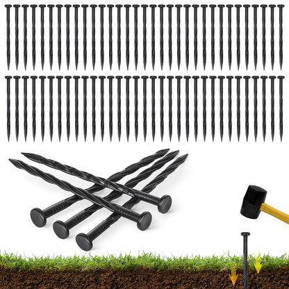 2-Inch x 100 FT Landscape Edging Border with 150 Stakes, Plastic Edging for Landscaping Garden Edging Border, Flexible Landscaping Edging for Garden Flower Beds Yard Lawn Pathway Paver (Black)