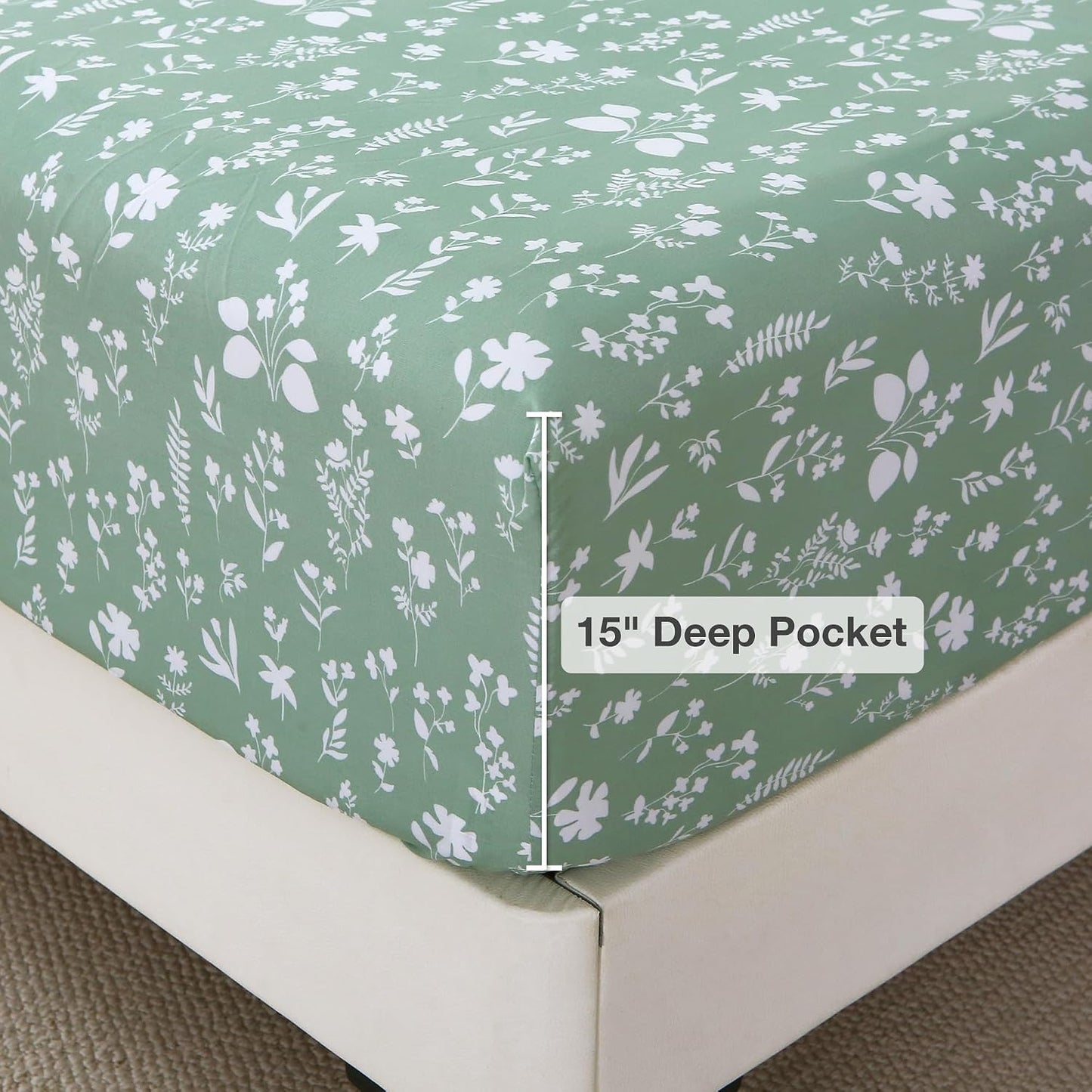 Viviland Sage Green Queen Sheet Set - Soft, Breathable, and Stylish Bedding