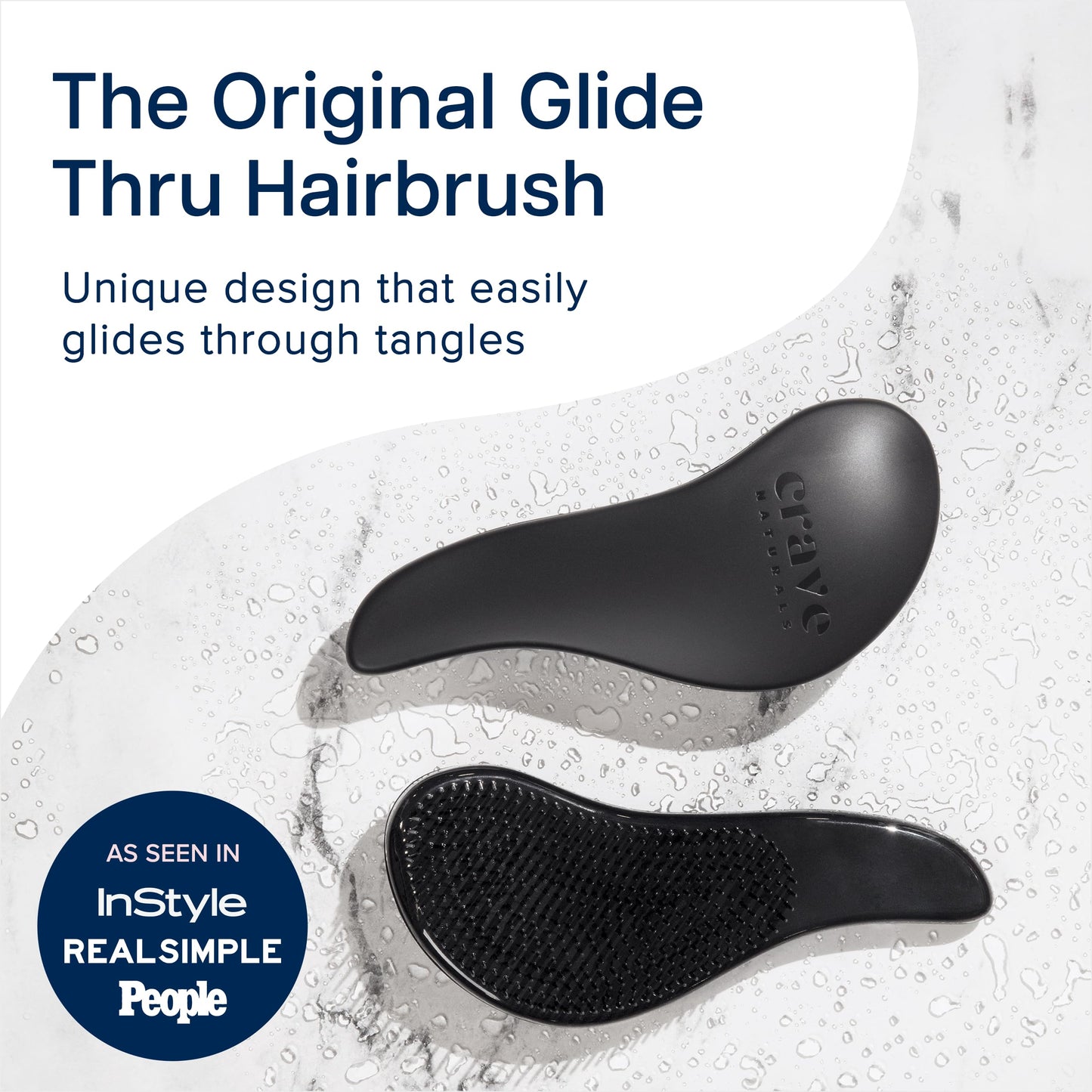Crave Naturals Glide Thru Entwirrbürste für Erwachsene und Kinder. Entwirrbürste für natürliches, lockiges, glattes, nasses oder trockenes Haar. Haarbürsten für Frauen. Stylingbürste (Blau)