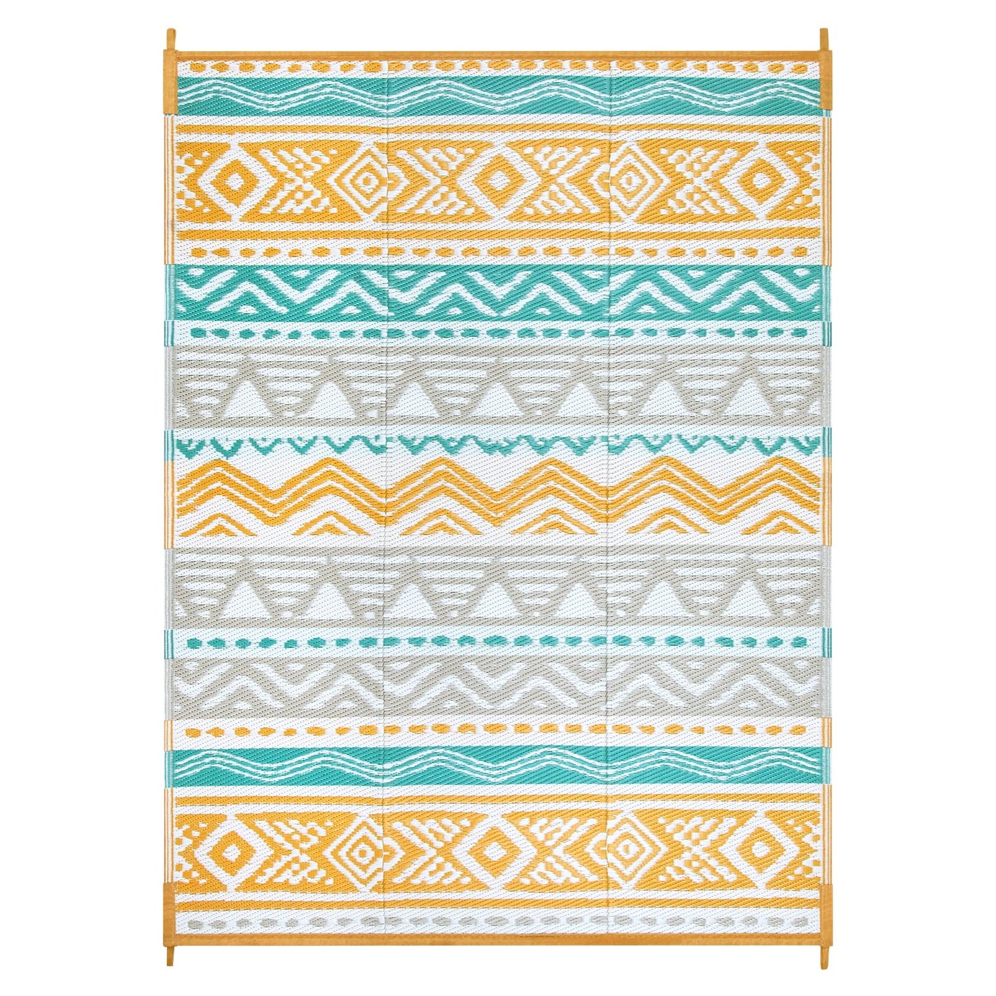 Lahome Outdoor Rugs 8x10 Waterproof, Reversible Outdoor Plastic Straw Rug for Camping Patio, RV Outdoor Rugs Outside, Outdoor Carpet for Porch Deck Backyard Picnic(Blue/Yellow,8'x 10')
