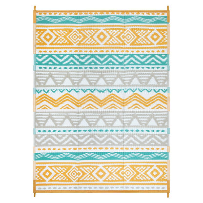 Lahome Outdoor Rugs 8x10 Waterproof, Reversible Outdoor Plastic Straw Rug for Camping Patio, RV Outdoor Rugs Outside, Outdoor Carpet for Porch Deck Backyard Picnic(Blue/Yellow,8'x 10')