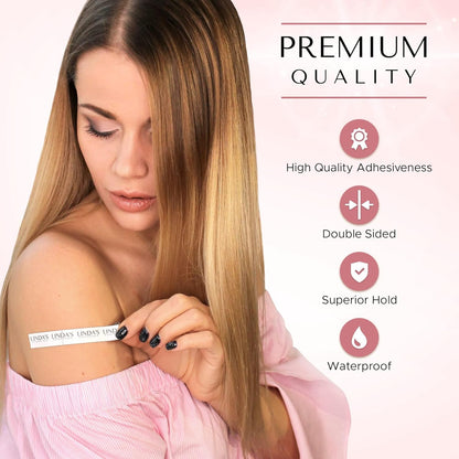 Doppelseitiges Klebeband für Kleidung, Körper und Mode (75 Stück) | Klebeband für Kleidung und Säume für Damen, ohne Nähen, ohne Bügeln, starkes Stoffklebeband für die Haut für alle Hauttöne und Empfindlichkeiten, inklusive Metalldose