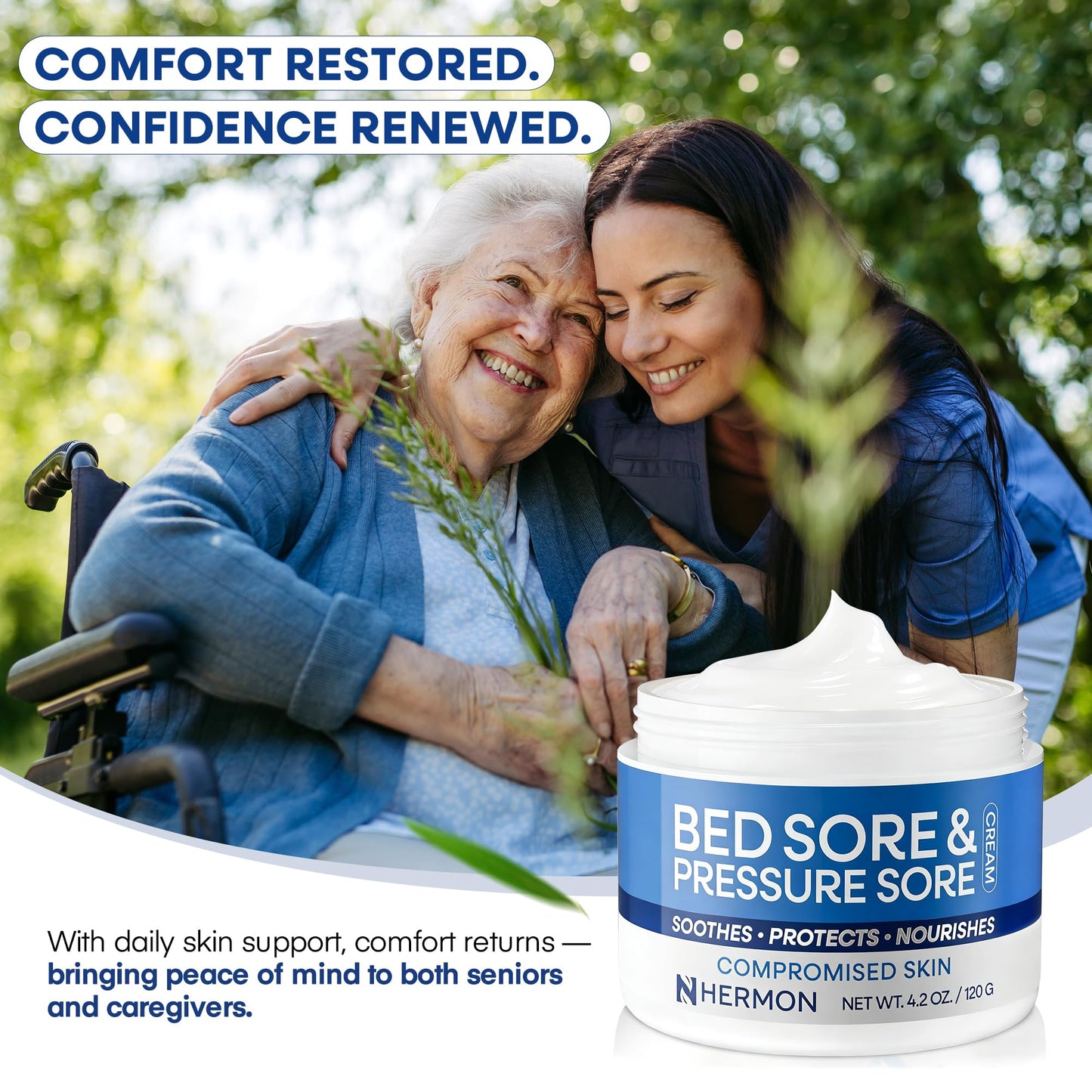 Hermon Bed Sore & Pressure Sore Fast Healing Cream – Skin Care Cream for Compromised Skin, Helps Support Healing of Bed Sores, Pressure Sores, Chafing, Minor Burns & Sunburn