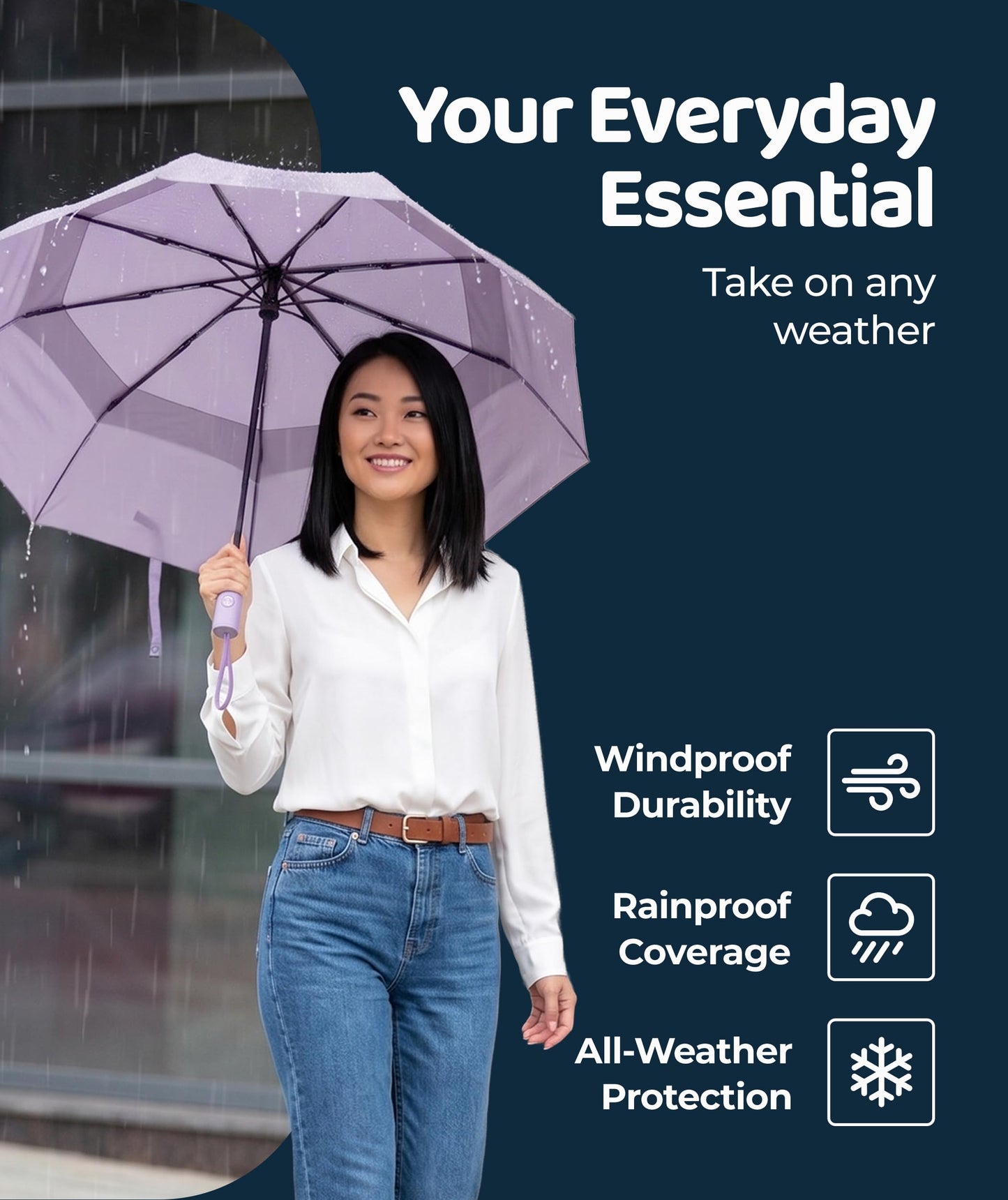 Repel Windproof Travel Umbrella - Compact & Withstands Winds up to 100MPH , Strongest Premium Auto Folding Umbrella for Rain and Sun - Durable, Light & Portable for Women & Men , Fits Backpack & Cars