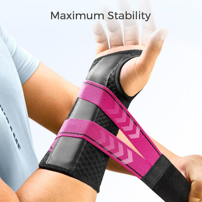 FREETOO Karpaltunnel-Handgelenkbandage Pro, Handgelenkstütze mit Einzug für den Schlaf mit S-förmiger Schiene, leichte Handbandage für Frauen und Männer, Sehnenentzündung, Arthritis-Schmerzlinderung, Schwarz/Hellgrau (Rechts, S/M)