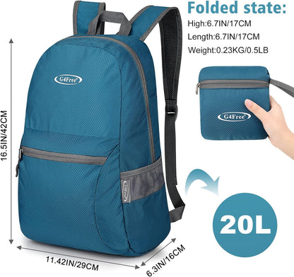 G4Free 20L Lightweight Packable Backpack Foldable Travel Hiking Daypack for Men and Women
