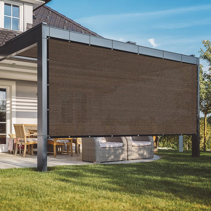 VICLLAX 90% Shade Fabric Sun Shade Cloth with Reinforced Grommets, Outdoor Sun Screen Fabric for Outdoor Patio Garden Pergola Cover Canopy 6x8 FT, Mocha