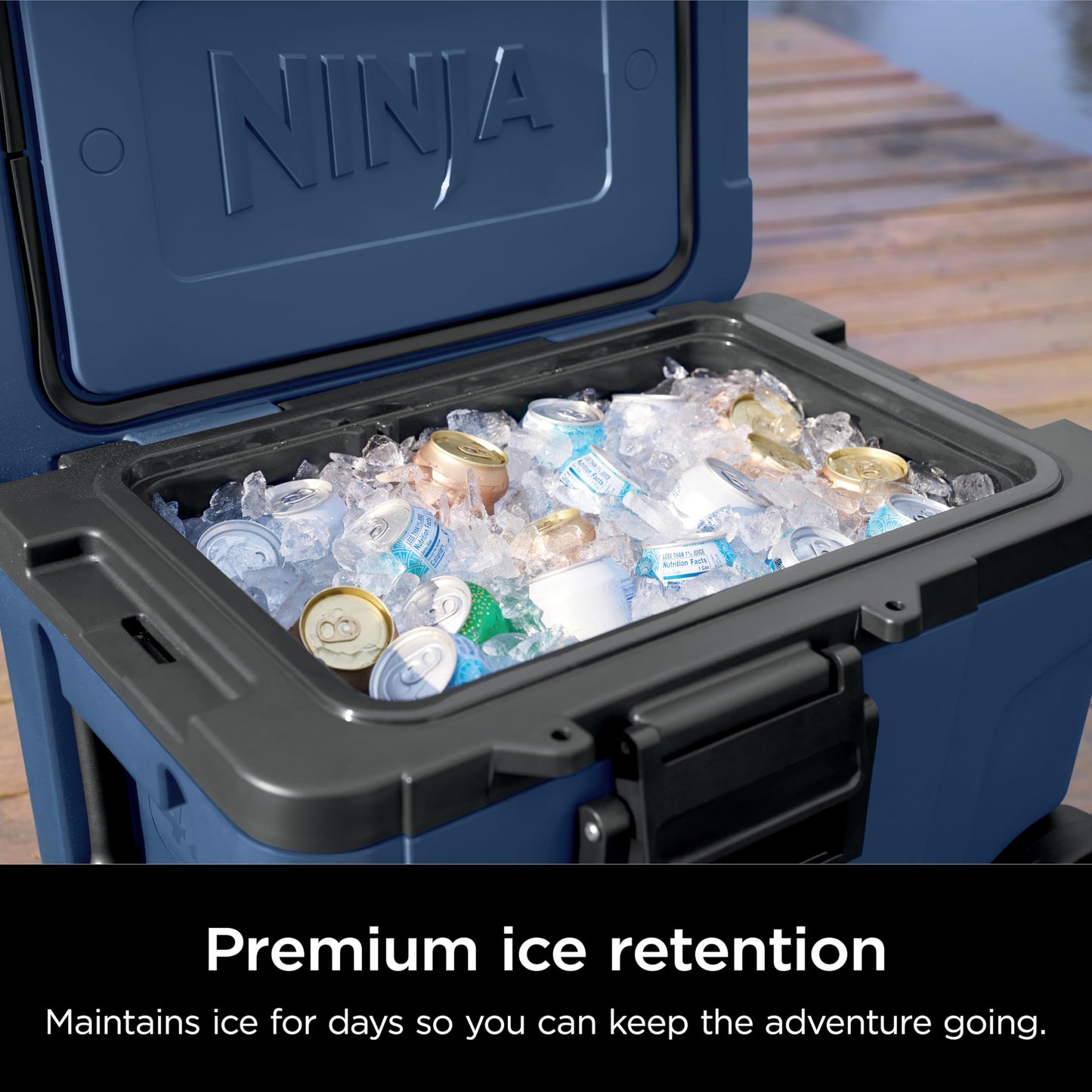 Ninja FrostVault 45QT Cooler with Wheels | Insulated with Temp Dry Storage Drawer | Keeps Ice Cold for Days | for The Beach, Camping, Picnics & More | Halocline Green | FB245TL