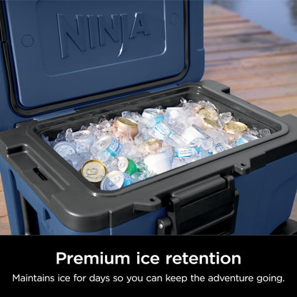 Ninja FrostVault 45QT Cooler with Wheels | Insulated with Temp Dry Storage Drawer | Keeps Ice Cold for Days | for The Beach, Camping, Picnics & More | Halocline Green | FB245TL