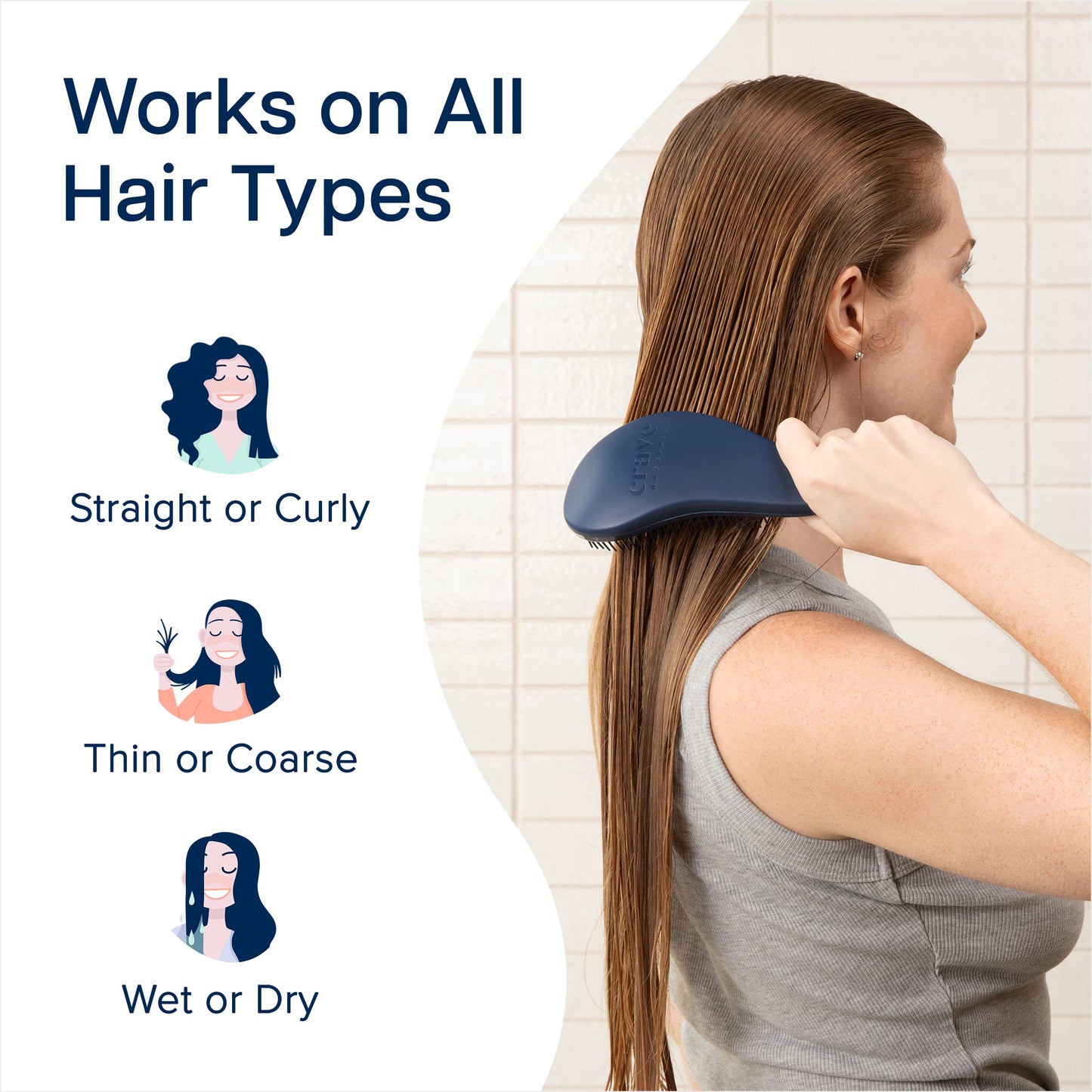 Crave Naturals Glide Thru Entwirrbürste für Erwachsene und Kinder. Entwirrbürste für natürliches, lockiges, glattes, nasses oder trockenes Haar. Haarbürsten für Frauen. Stylingbürste (Blau)