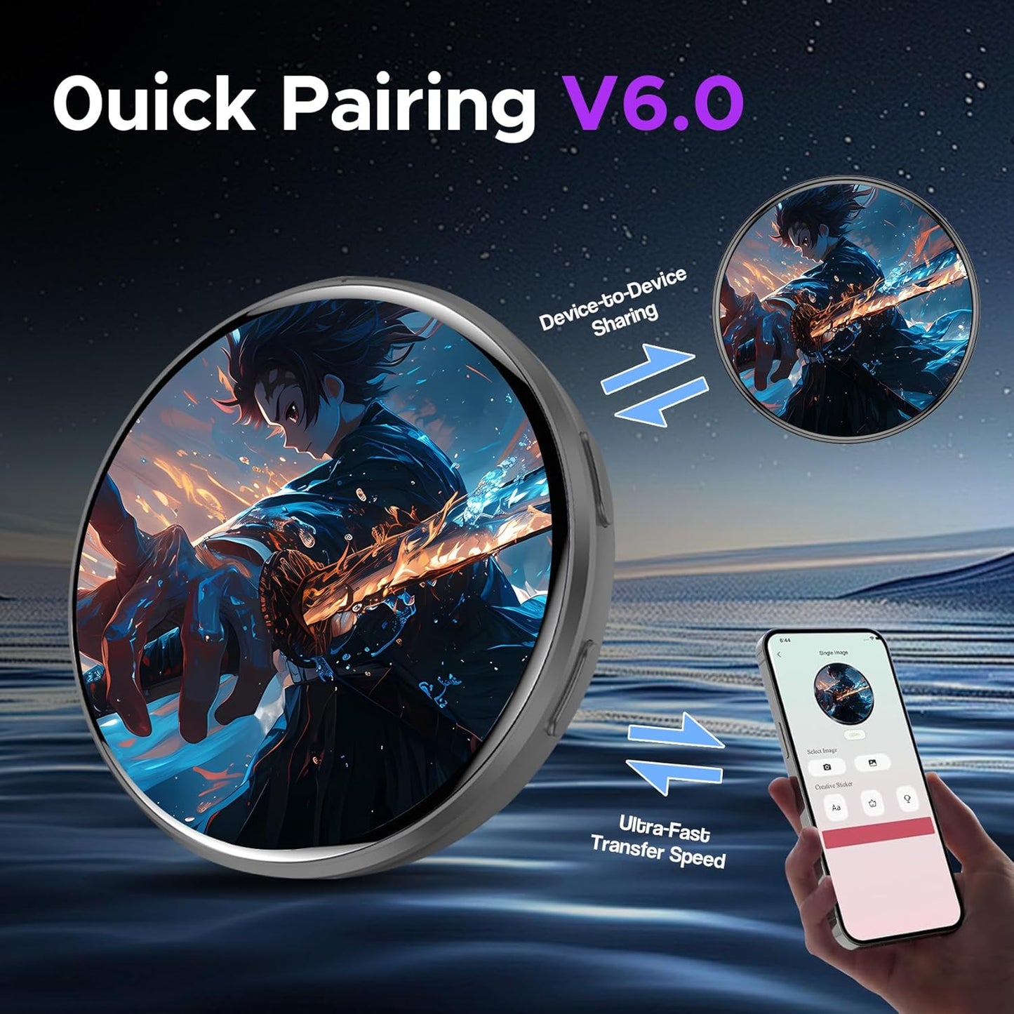 HD Touchscreen Digital Badge Pin – Smart Anime E-Badge for Backpacks with Video & GIF Display, Lightweight Pixel Name Tag, Rechargeable Electronic Button for Cosplay, Conventions & Unique Gifts