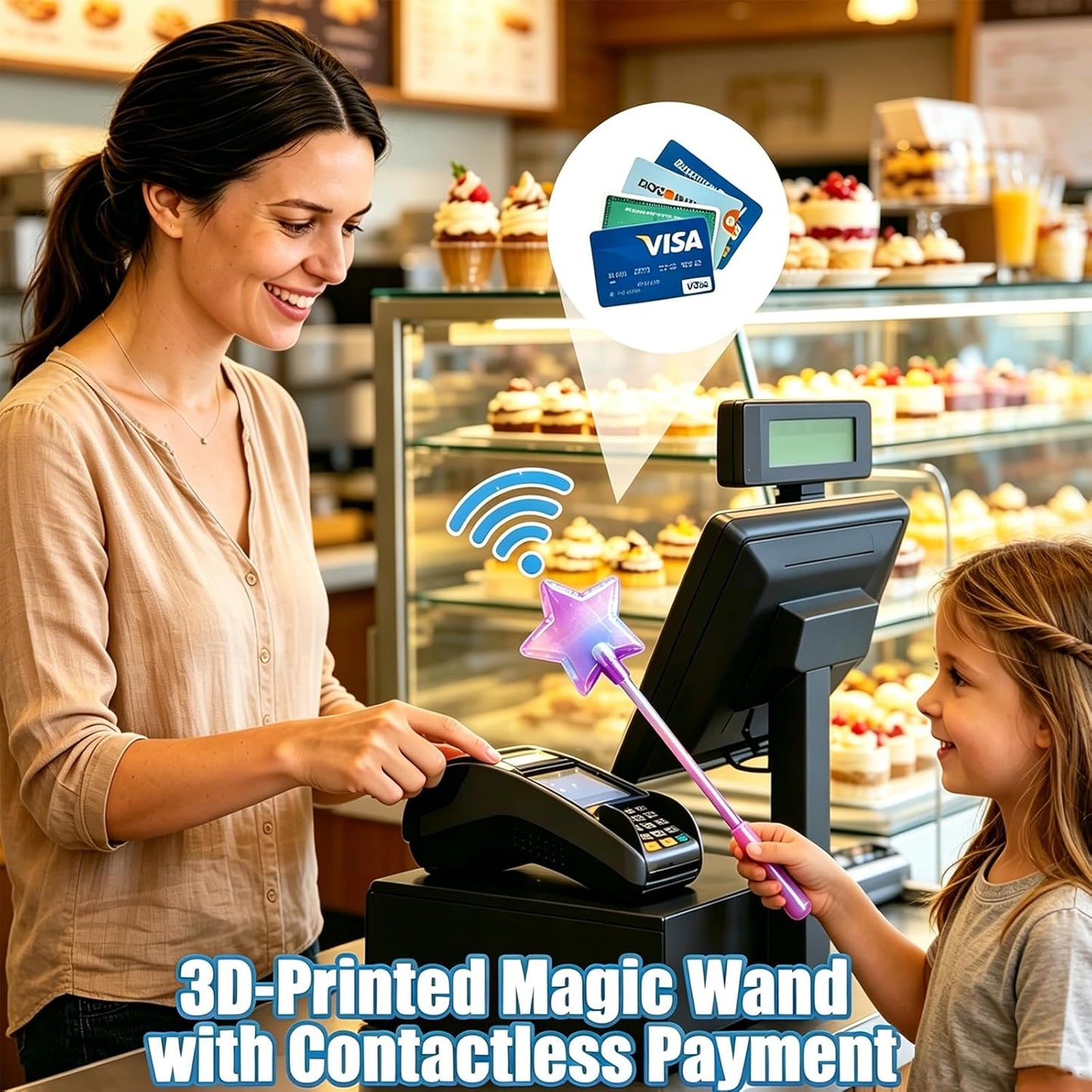 Credit Card Wand, Tap to Pay Wand, Magic Wand Credit Card Holder, Fairy Pay Wand - 3D Printed Contactless Payment Card Holder, Star Magic Fairy Wand for Easy NFC Checkout Debit & Credit Card Accessory-5