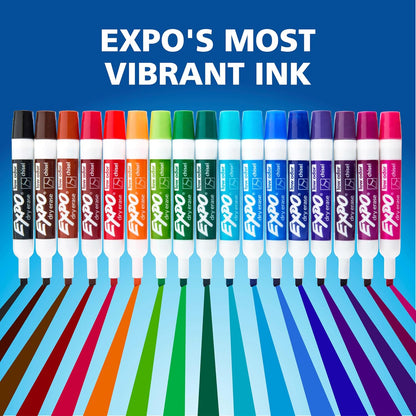EXPO Whiteboard-Marker-Set, Keilspitze, verschiedene Farben, Radiergummi, Sprühreiniger, 6 Stück